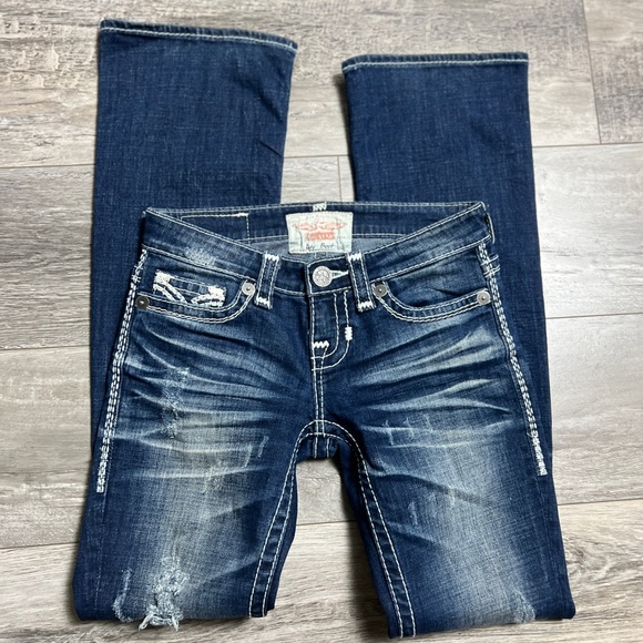 Women Big Star Jeans LIV Boot Thick Stitch Embellished Stretch Sz 25L